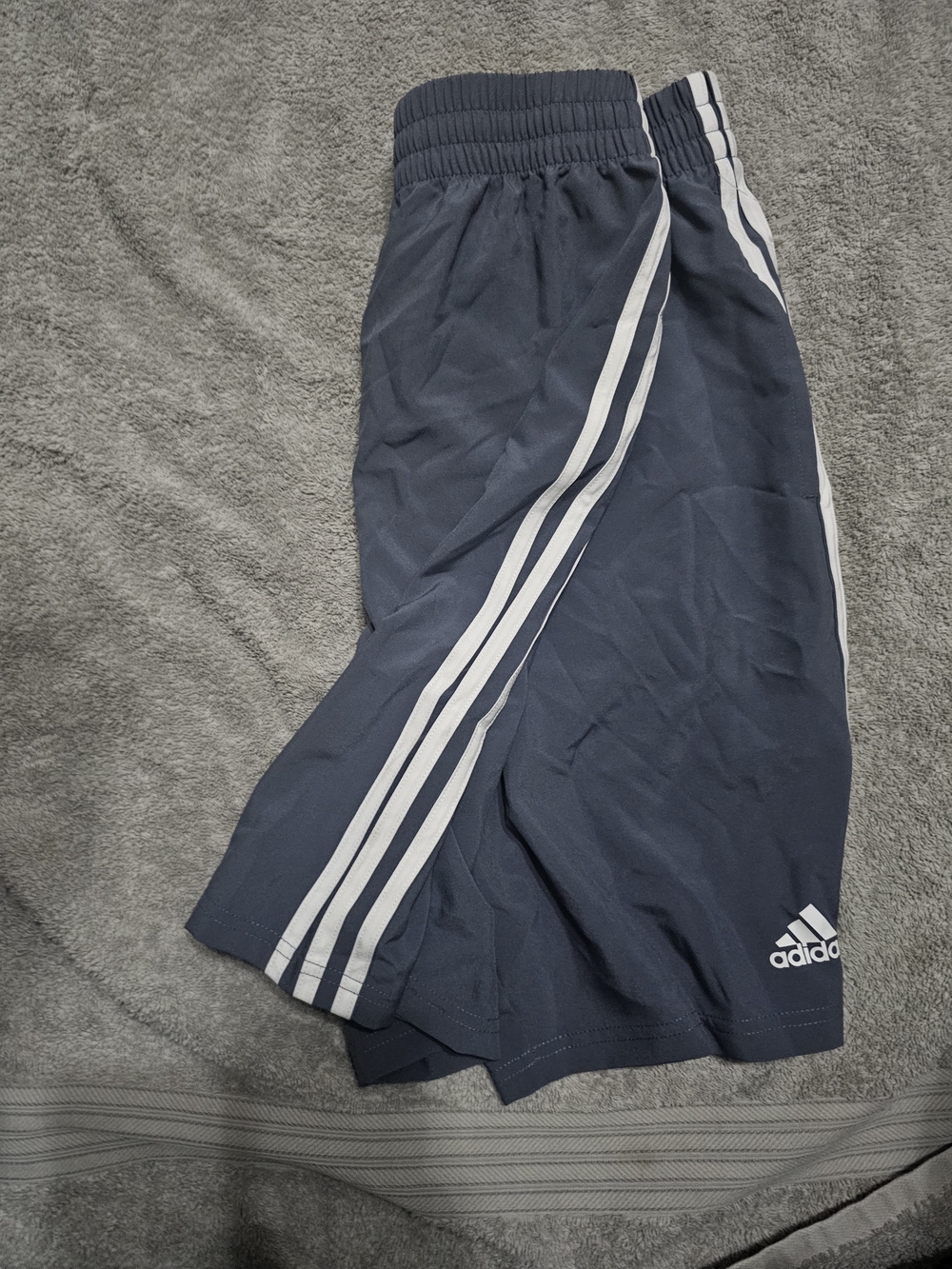 adidas GreyAthletic Shorts with White Three-Stripes